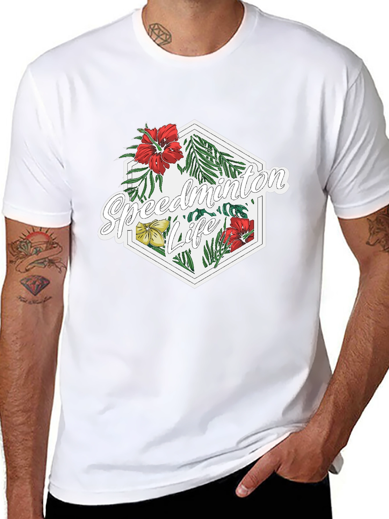 Speedminton Life Floral Black T-Shirt