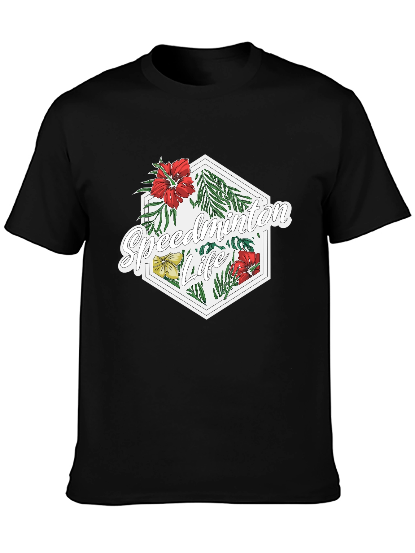 Speedminton Life Floral Black T-Shirt