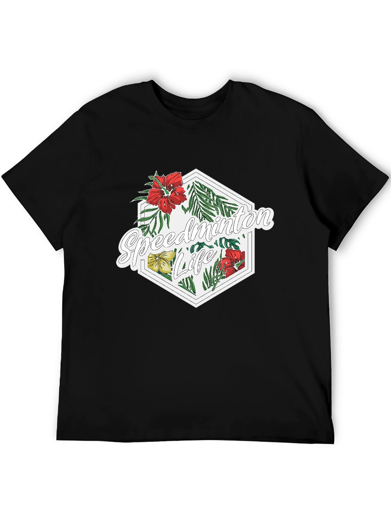 Speedminton Life Floral Black T-Shirt