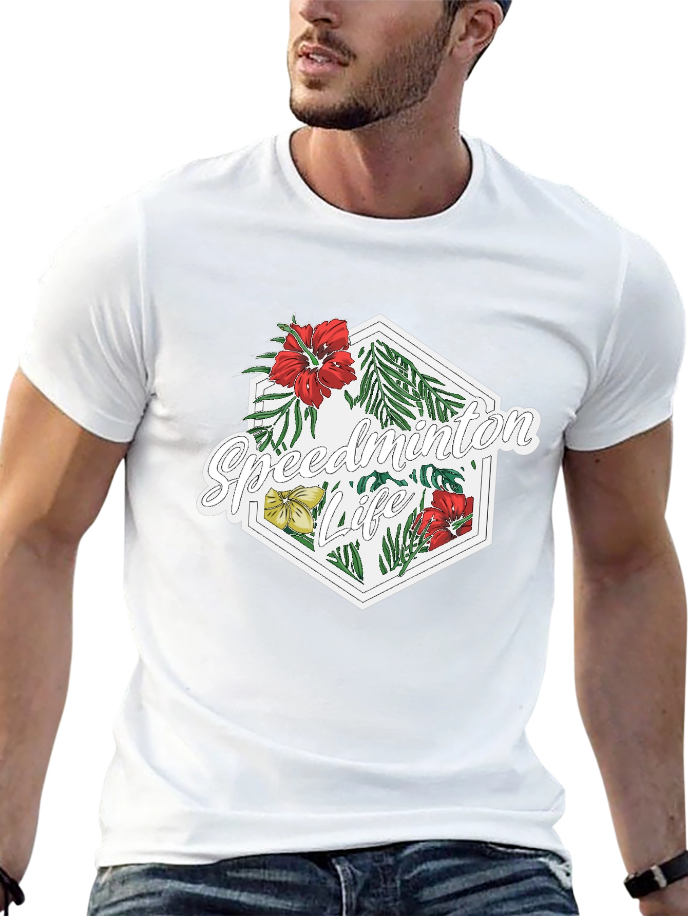 Speedminton Life Floral Black T-Shirt