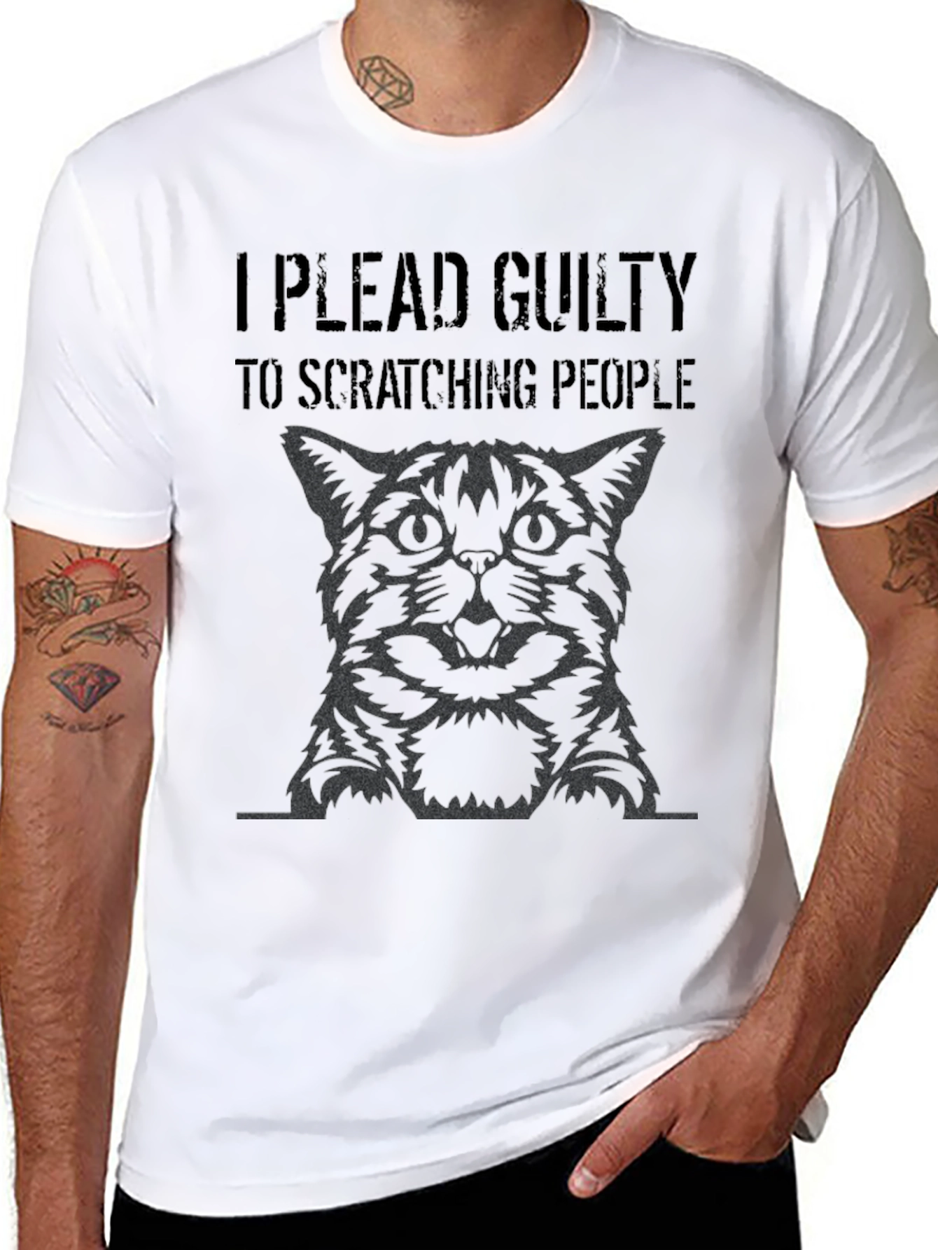 I Plead Guilty Cat Graphic T-Shirt
