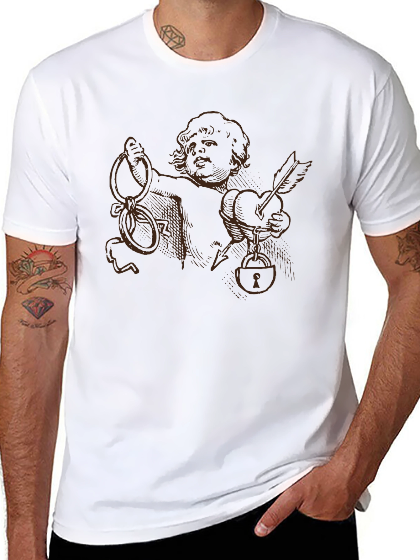 Cupid Heart Lock T-Shirt - Unique Graphic Tee