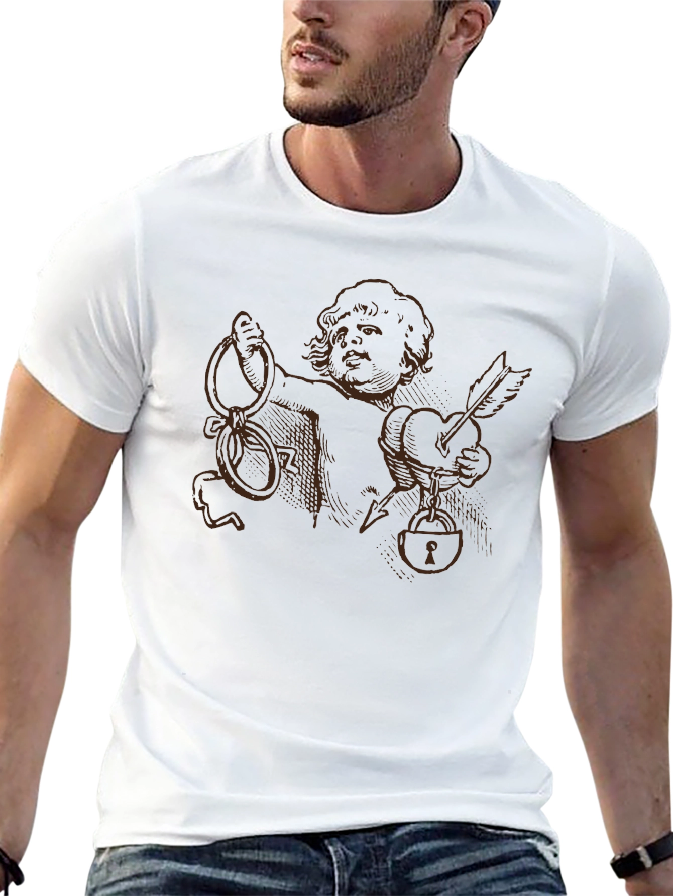 Cupid Heart Lock T-Shirt - Unique Graphic Tee
