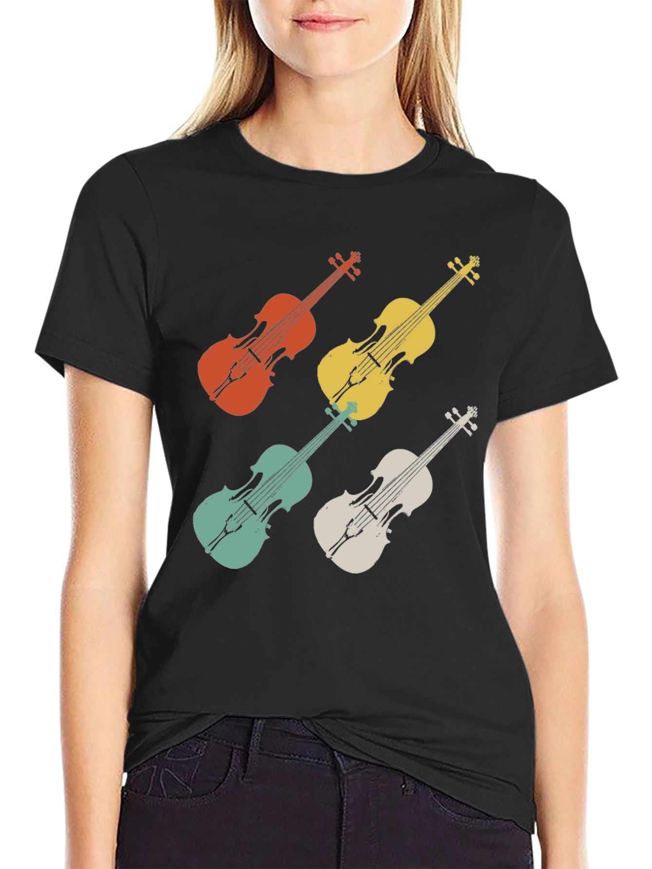Retro Violin T-Shirt - Musical Instrument Tee