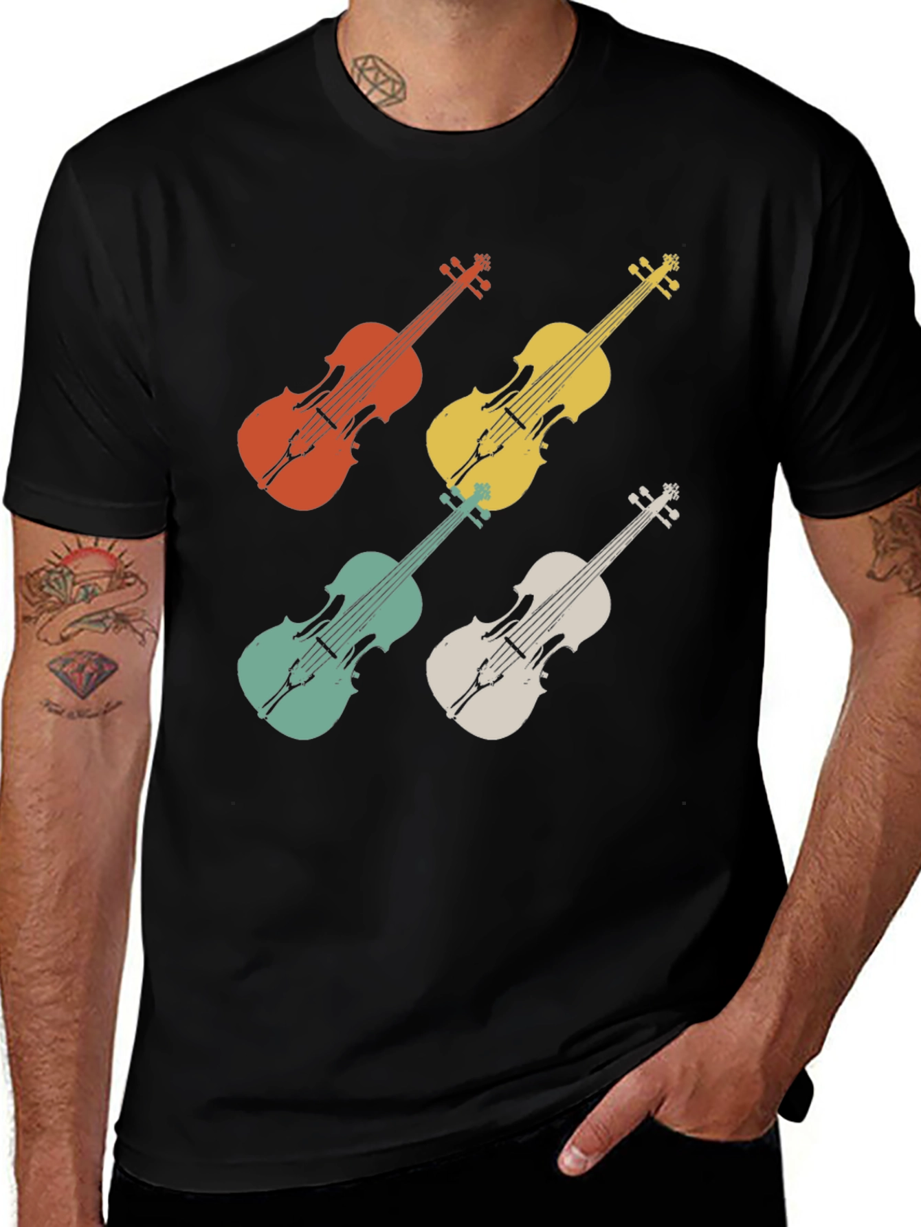 Retro Violin T-Shirt - Musical Instrument Tee