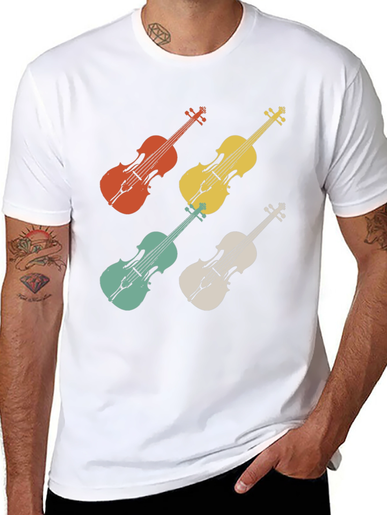 Retro Violin T-Shirt - Musical Instrument Tee