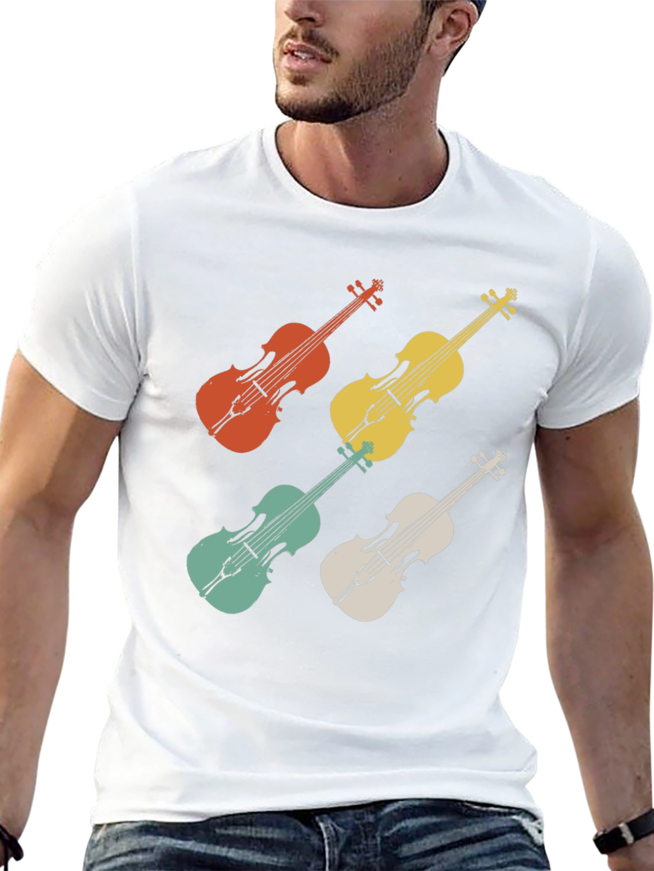 Retro Violin T-Shirt - Musical Instrument Tee