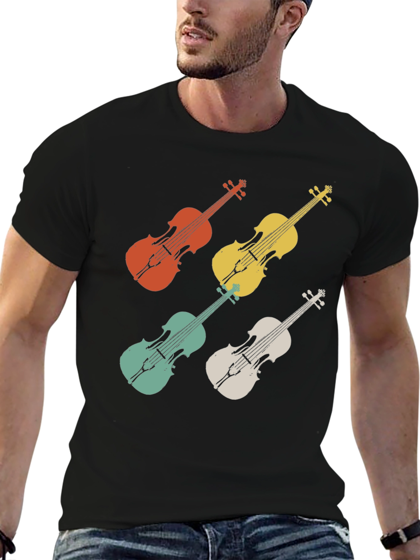 Retro Violin T-Shirt - Musical Instrument Tee