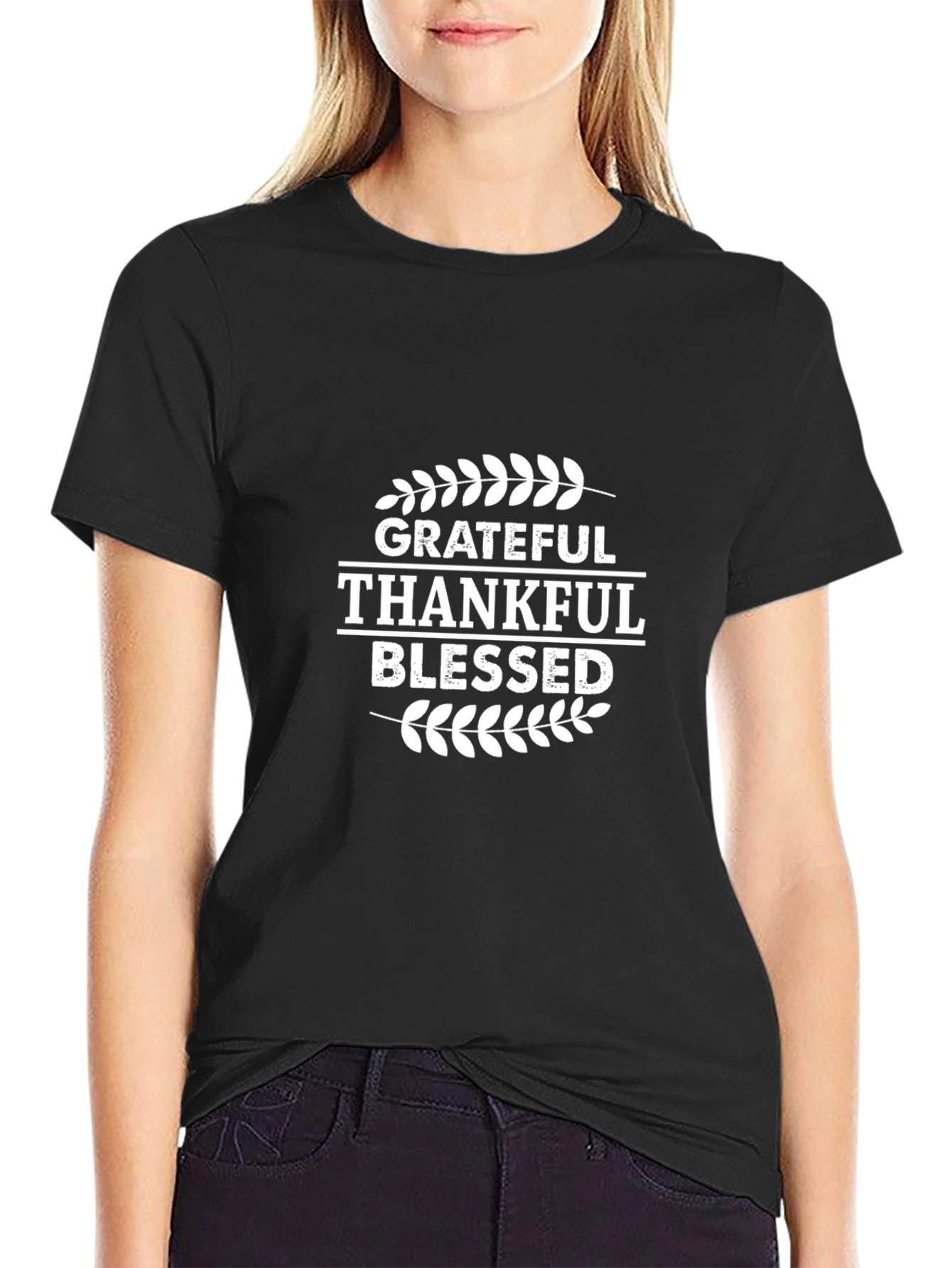 Grateful Thankful Blessed Black T-Shirt