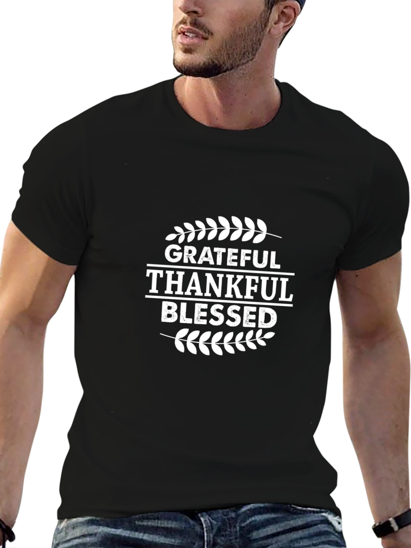Grateful Thankful Blessed Black T-Shirt
