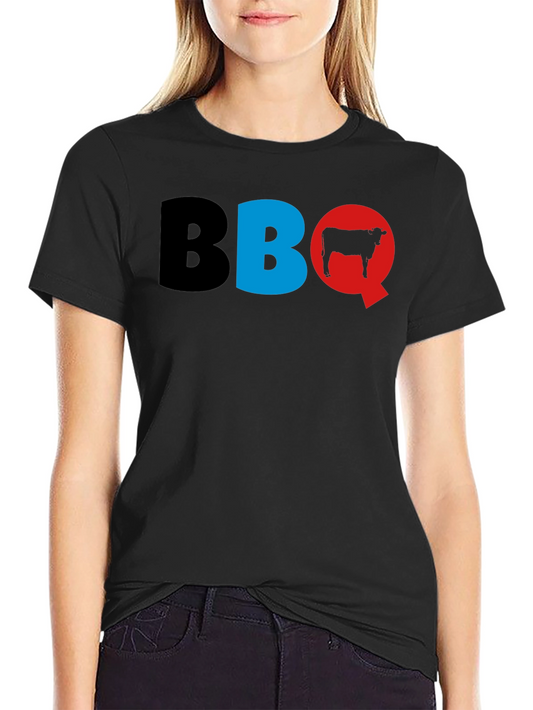 BBQ Cow Graphic T-Shirt - Black Cotton Tee