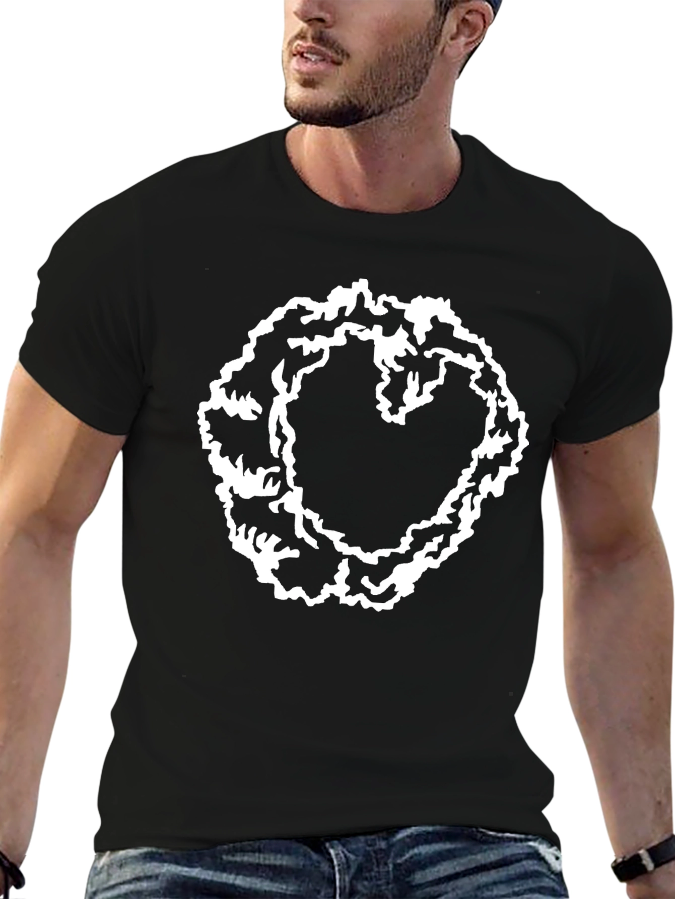 Abstract Heart T-Shirt - Black Casual Tee