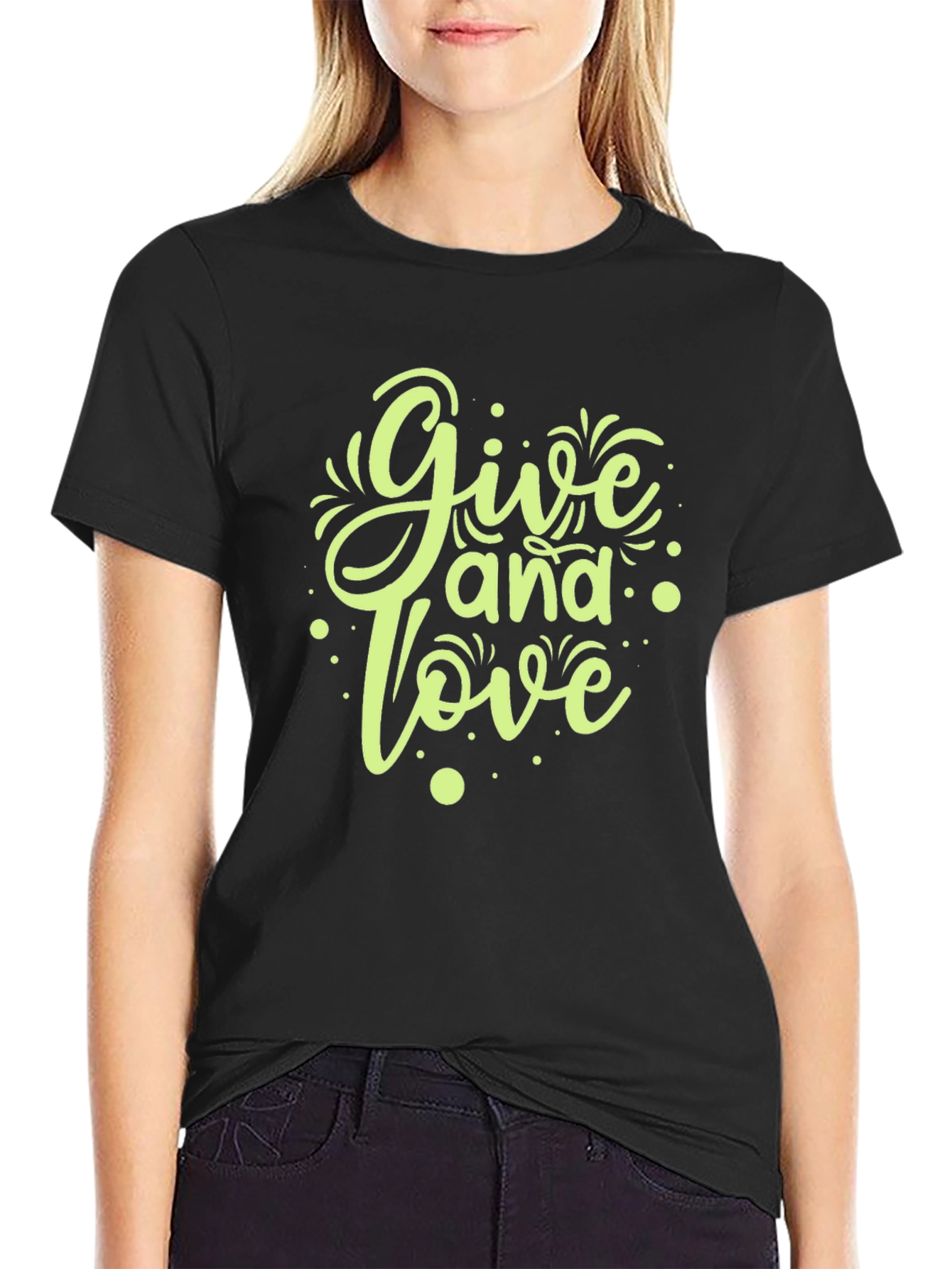 Give and Love Graphic Tee - Black Casual T-Shirt