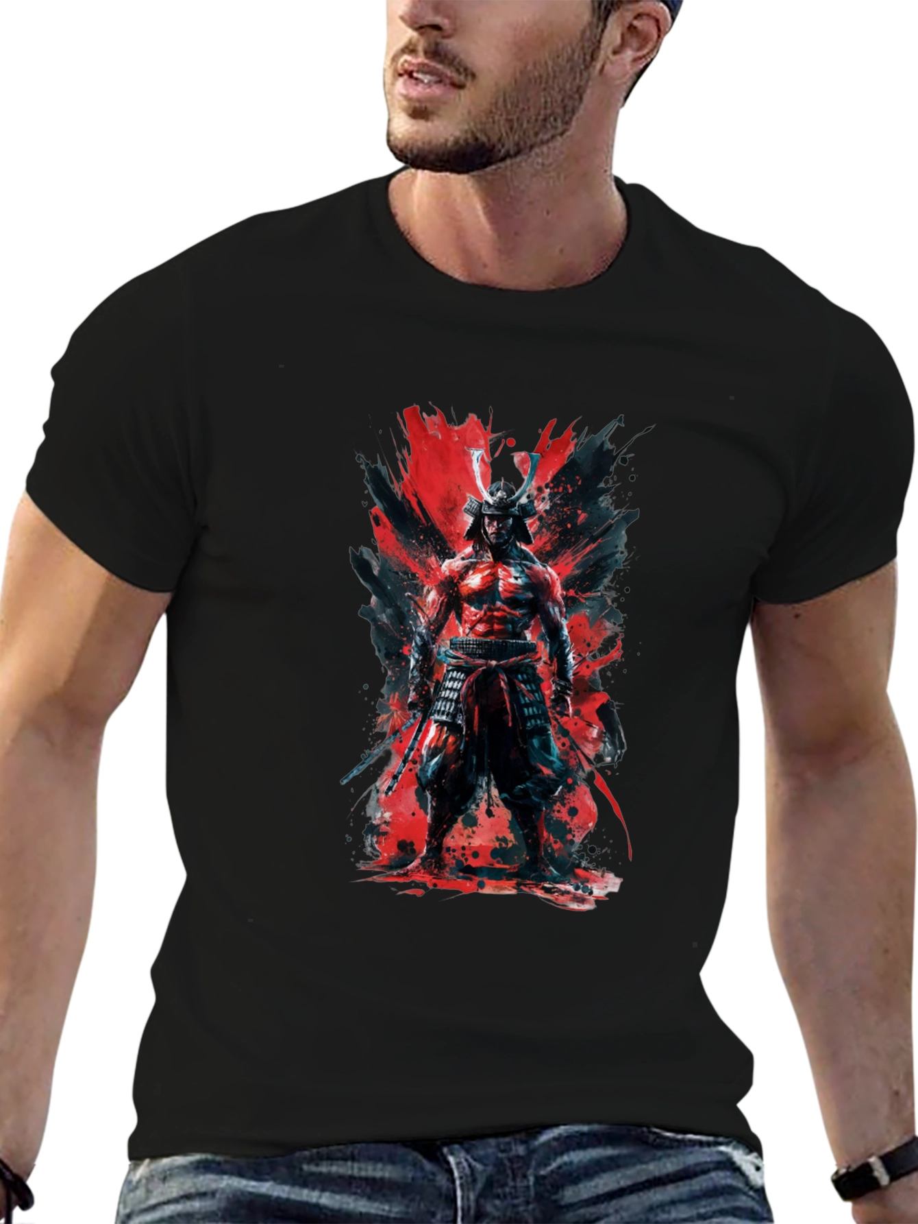 Samurai Warrior Graphic T-Shirt - Bold Black Tee