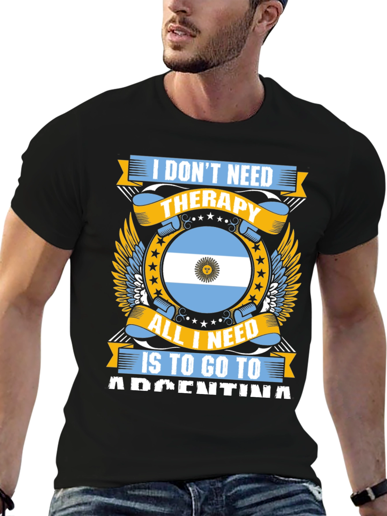 Argentina Therapy Graphic Tee - Black Cotton T-Shirt