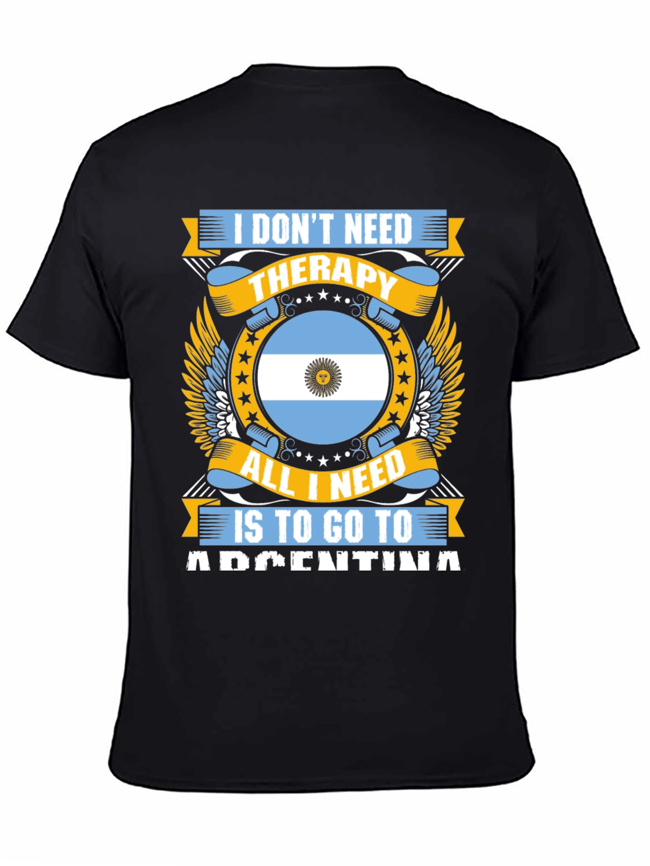 Argentina Therapy Graphic Tee - Black Cotton T-Shirt