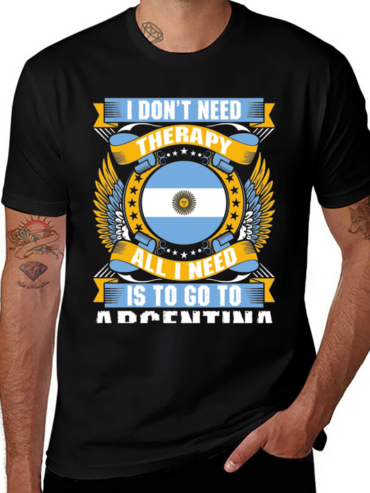 Argentina Therapy Graphic Tee - Black Cotton T-Shirt