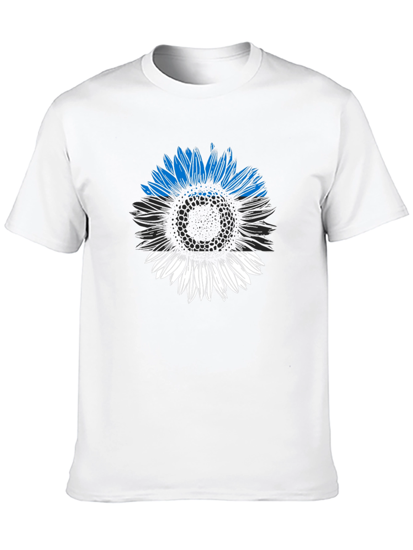 Estonian Flag Sunflower Graphic Tee - Black