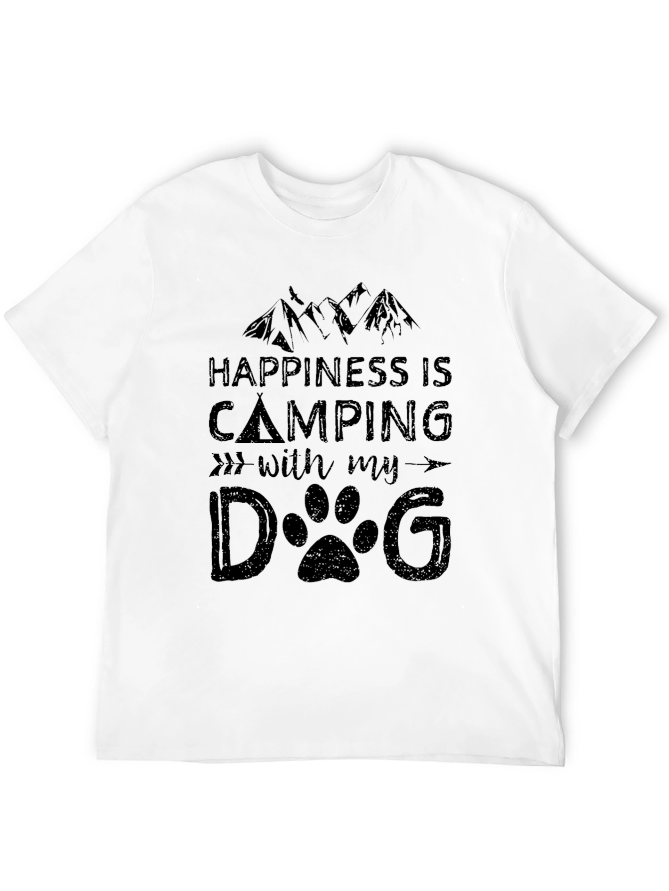 Happiness Is Camping With My Dog Black T-Shirt