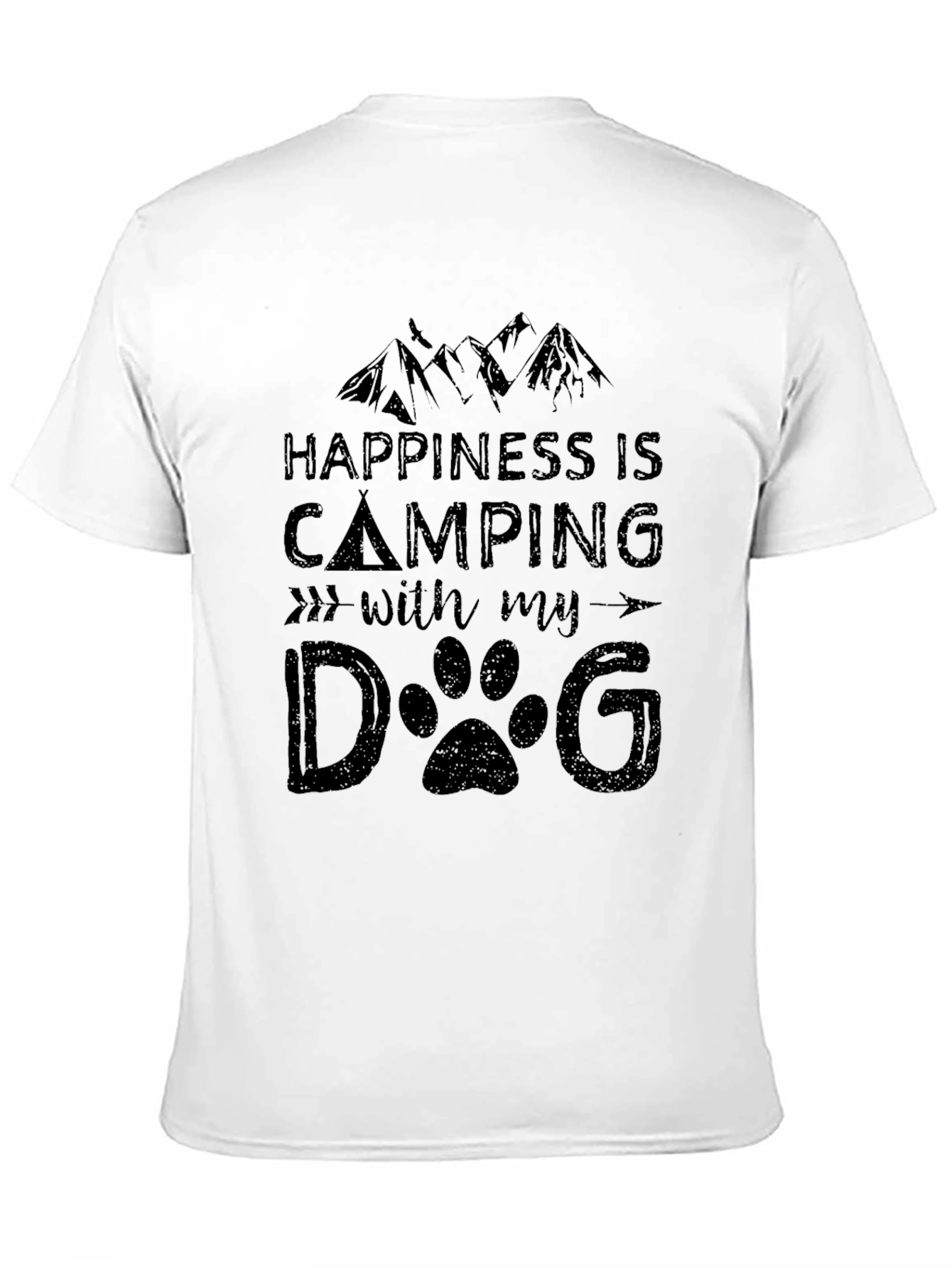 Happiness Is Camping With My Dog Black T-Shirt