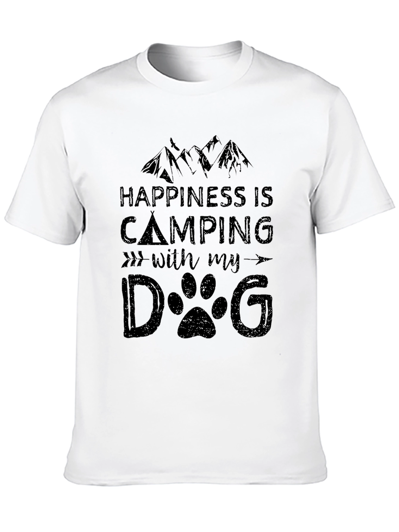 Happiness Is Camping With My Dog Black T-Shirt