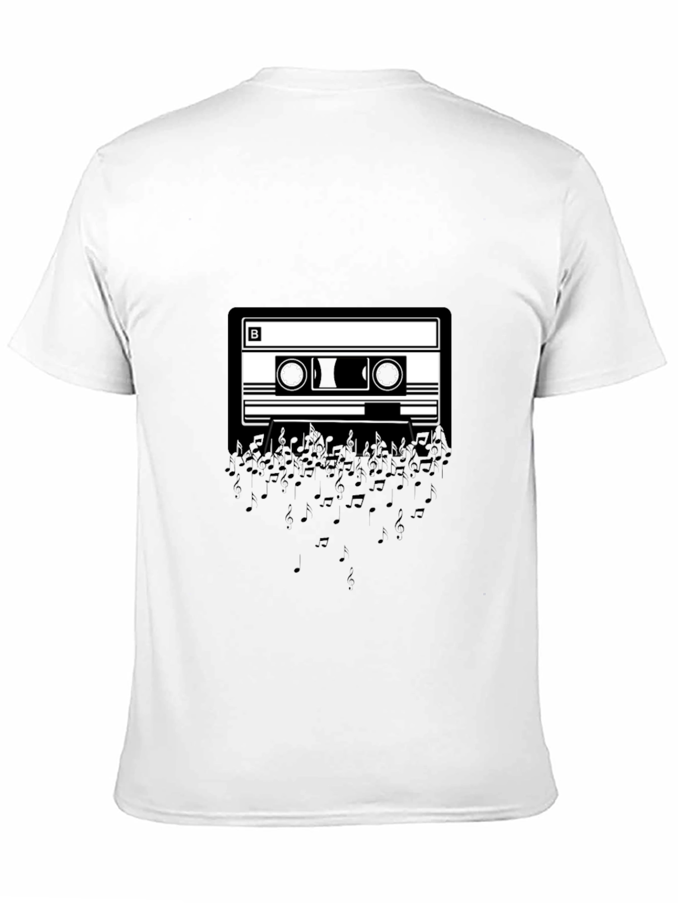 Cassette Tape Music Notes Graphic Tee - Black