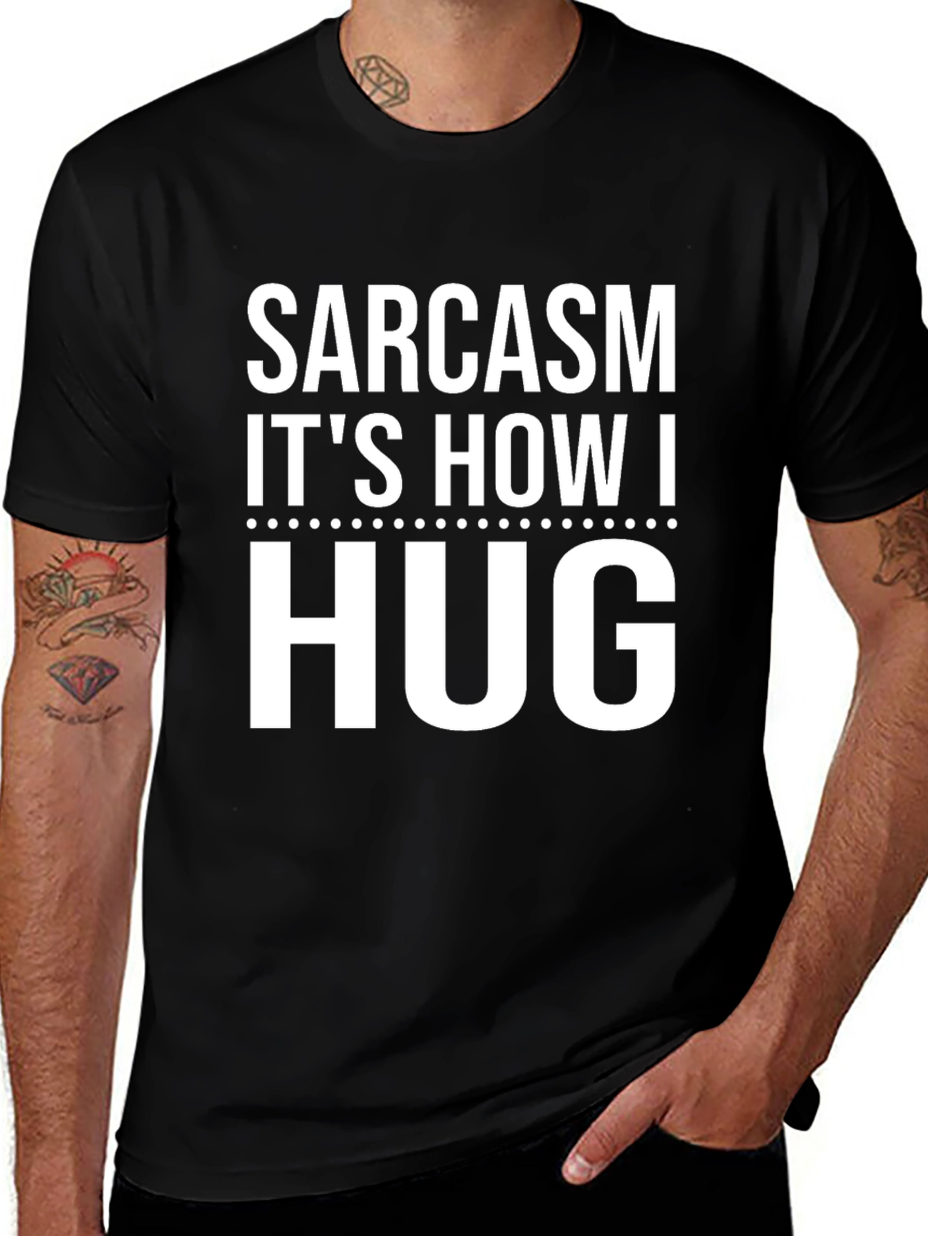 Sarcasm Its How I Hug Black Cotton Graphic Tee