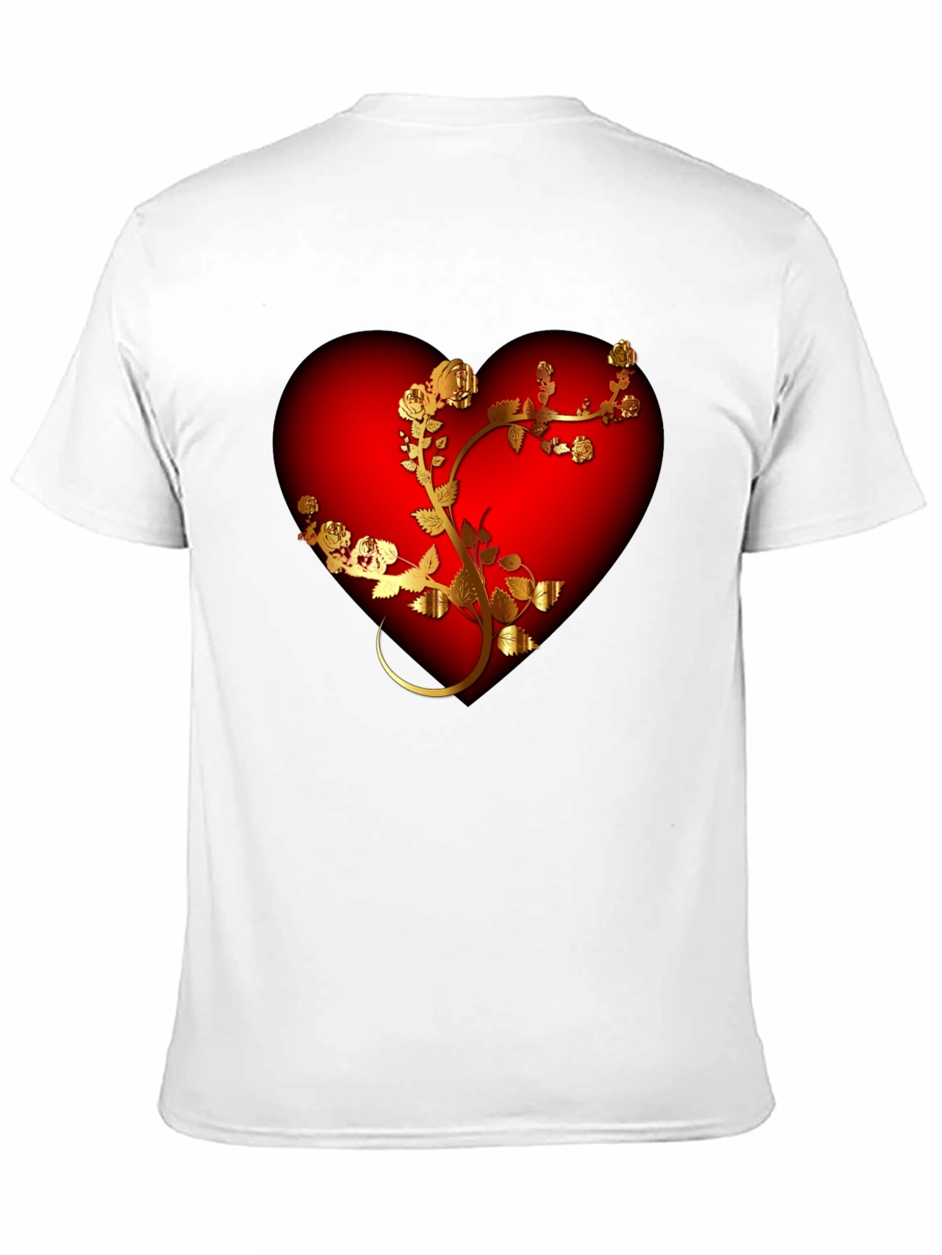 Romantic Heart & Rose T-Shirt - Black