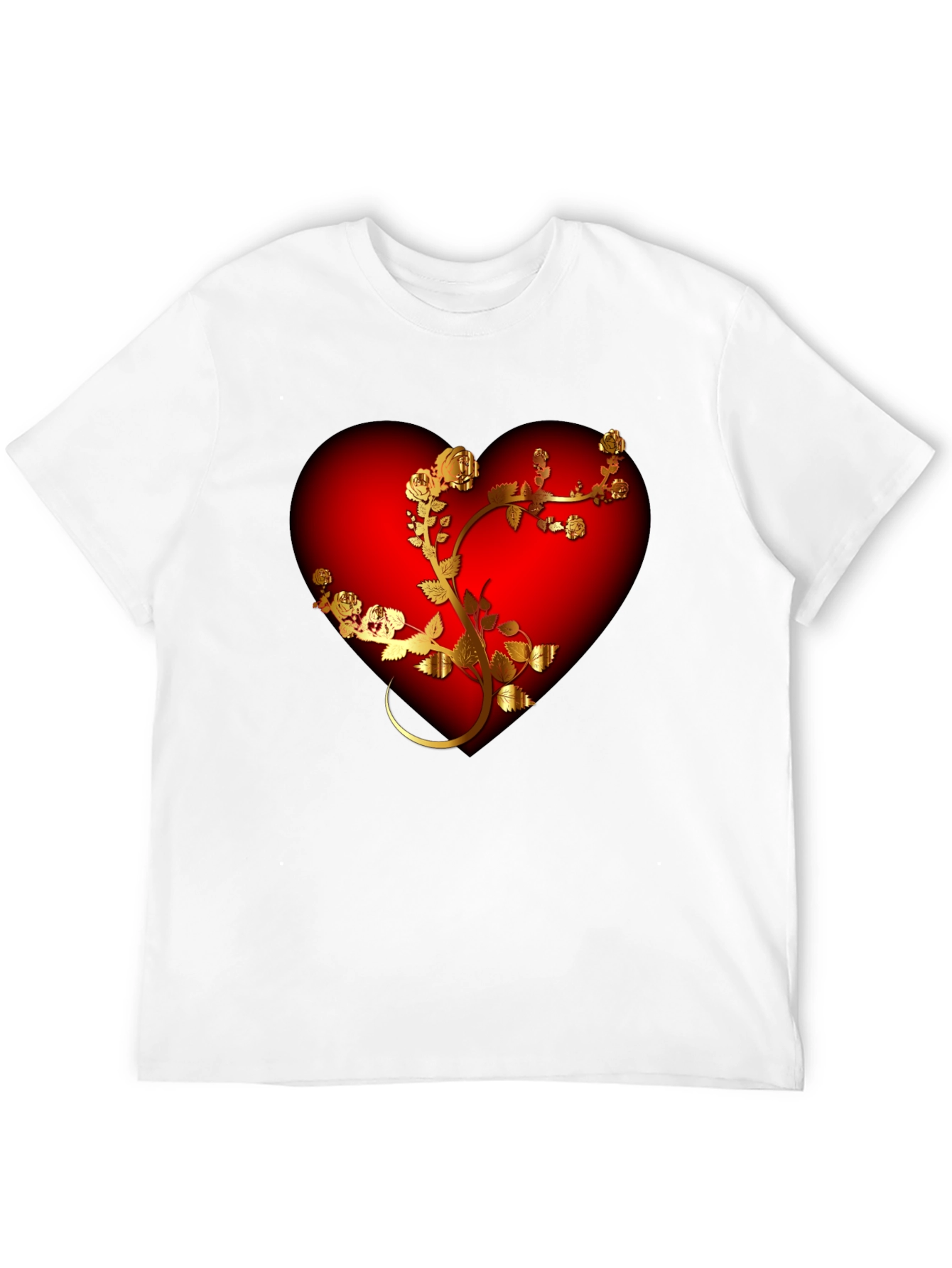 Romantic Heart & Rose T-Shirt - Black