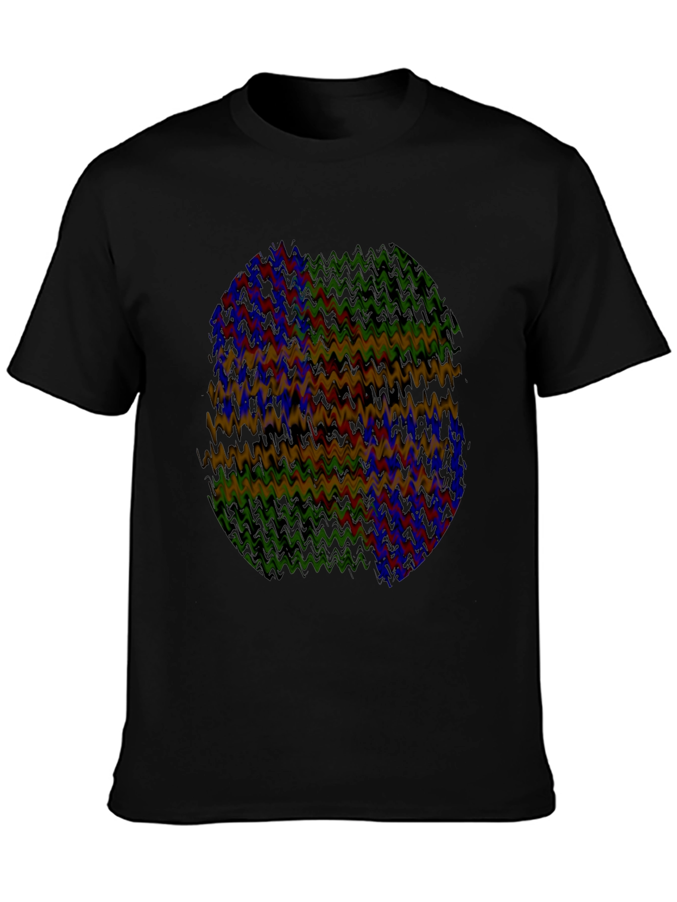 Abstract Wavy Pattern Black T-Shirt