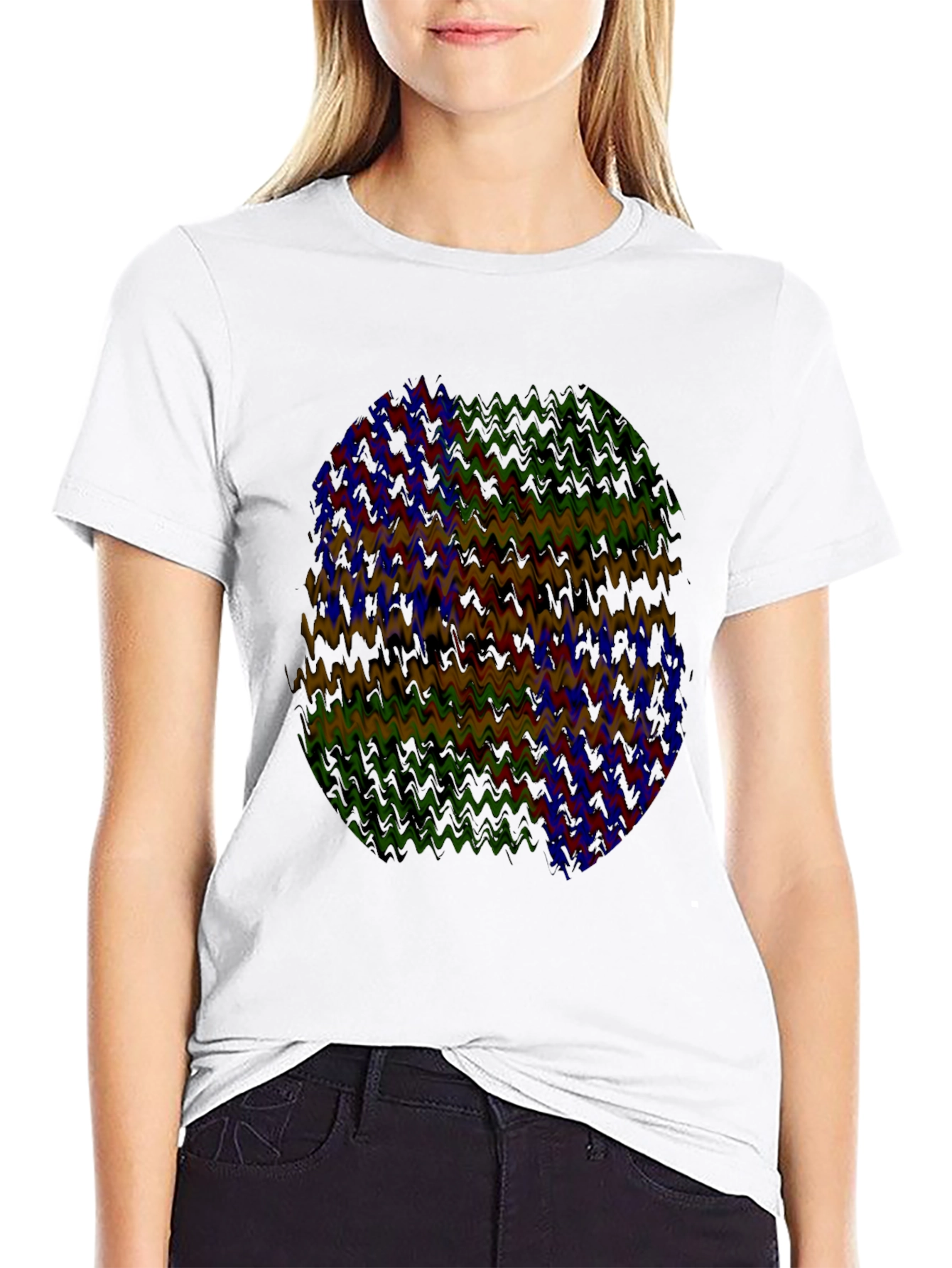 Abstract Wavy Pattern Black T-Shirt