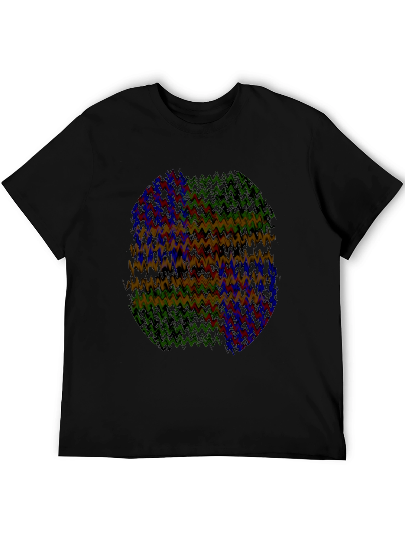 Abstract Wavy Pattern Black T-Shirt