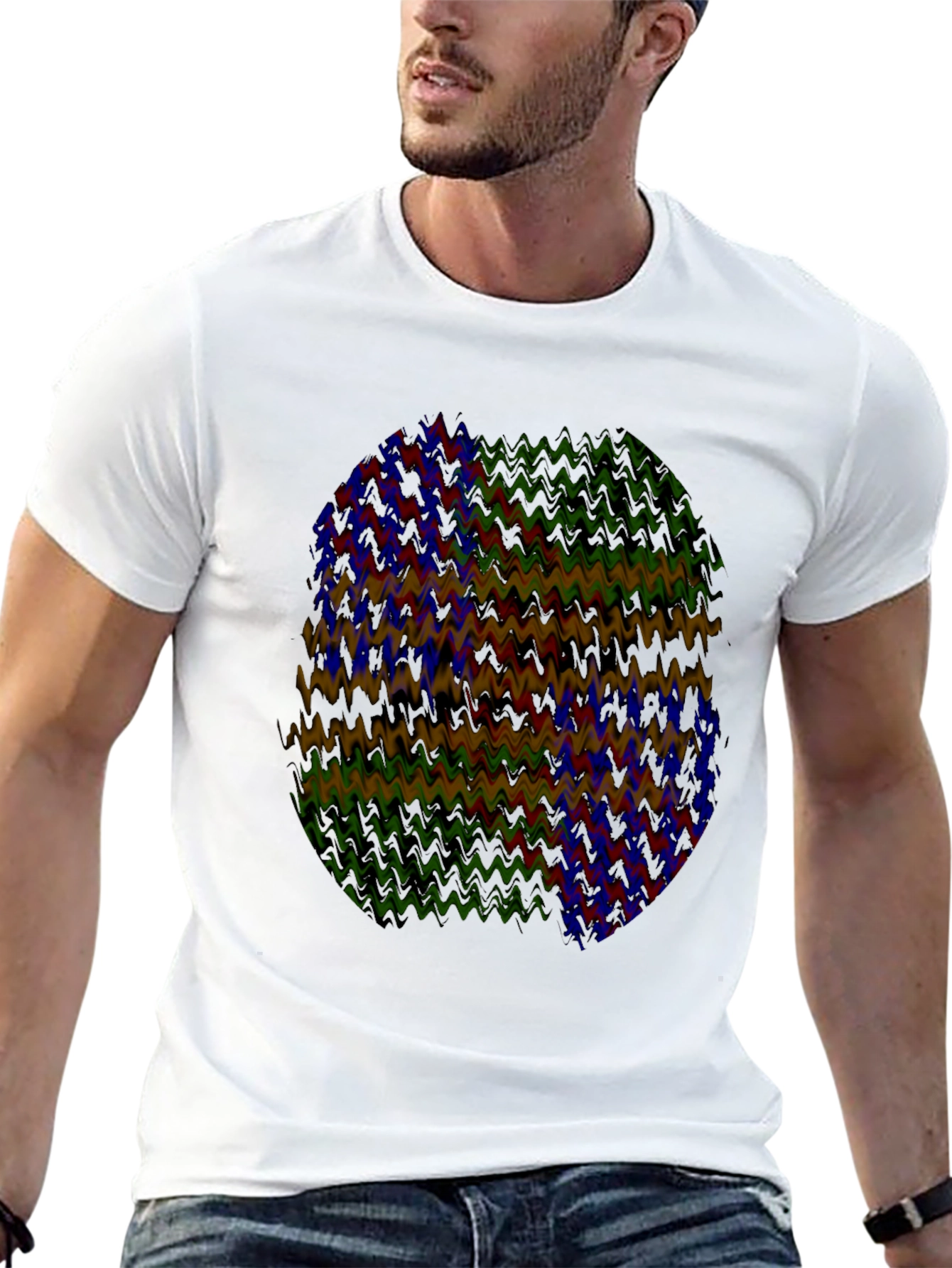 Abstract Wavy Pattern Black T-Shirt