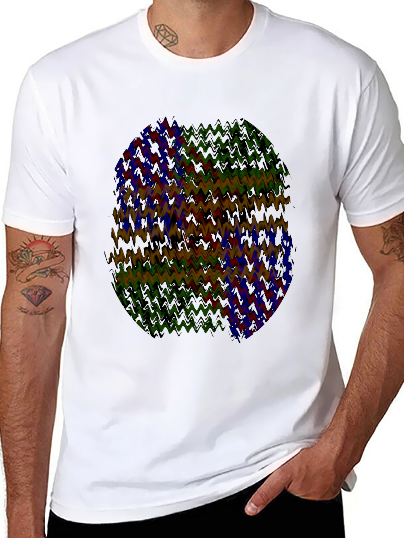 Abstract Wavy Pattern Black T-Shirt