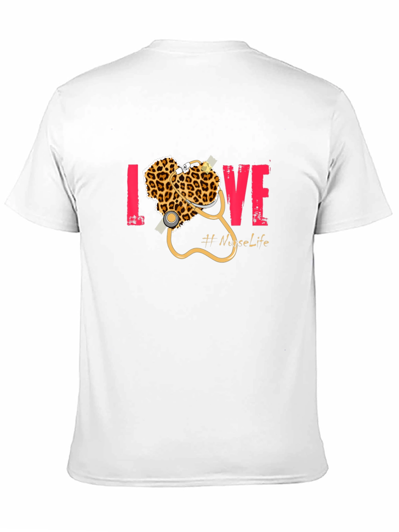 Nurse Life Love Leopard Stethoscope Graphic T-Shirt