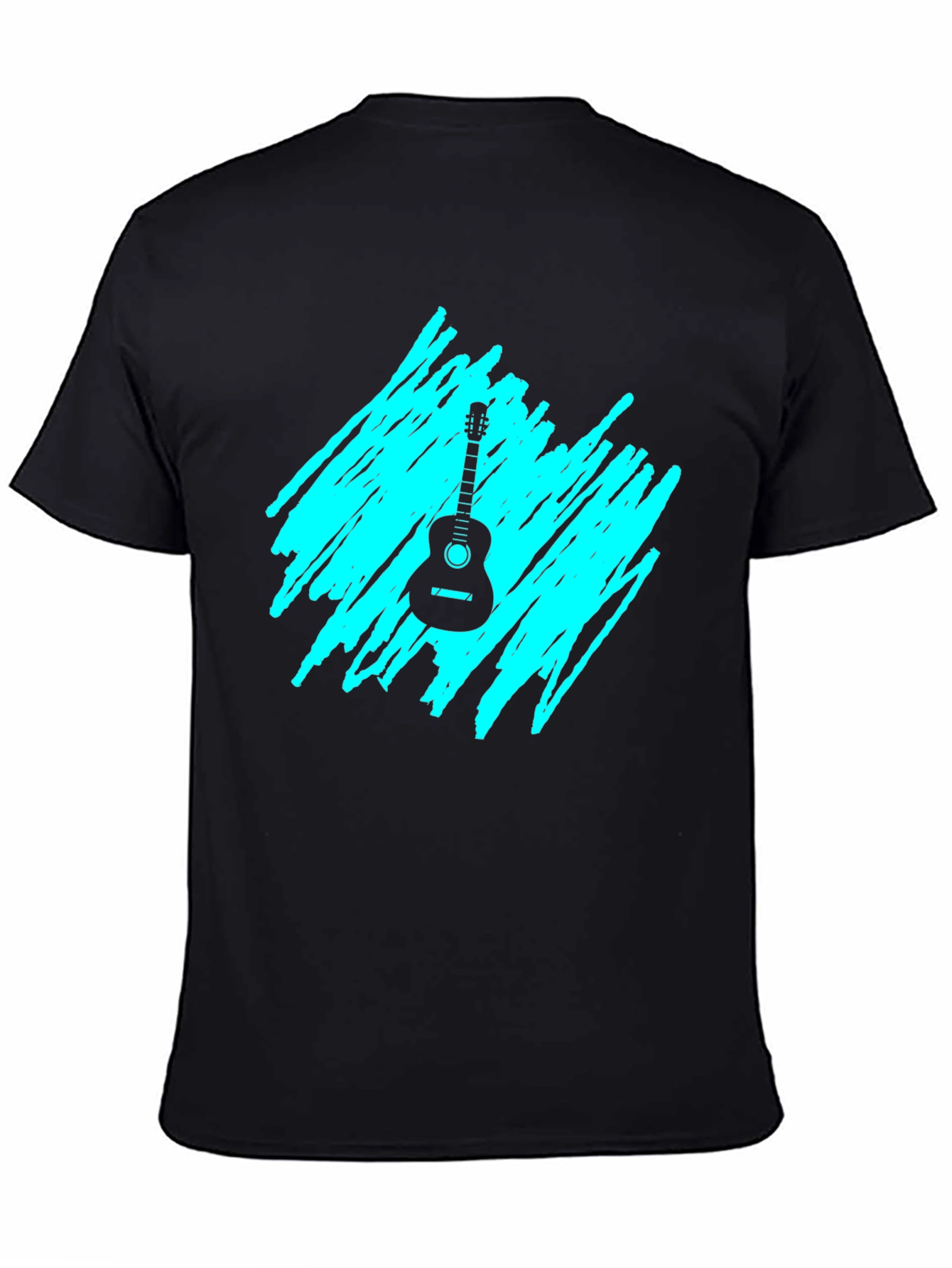 Guitar Graphic Tee - Black Casual T-Shirt