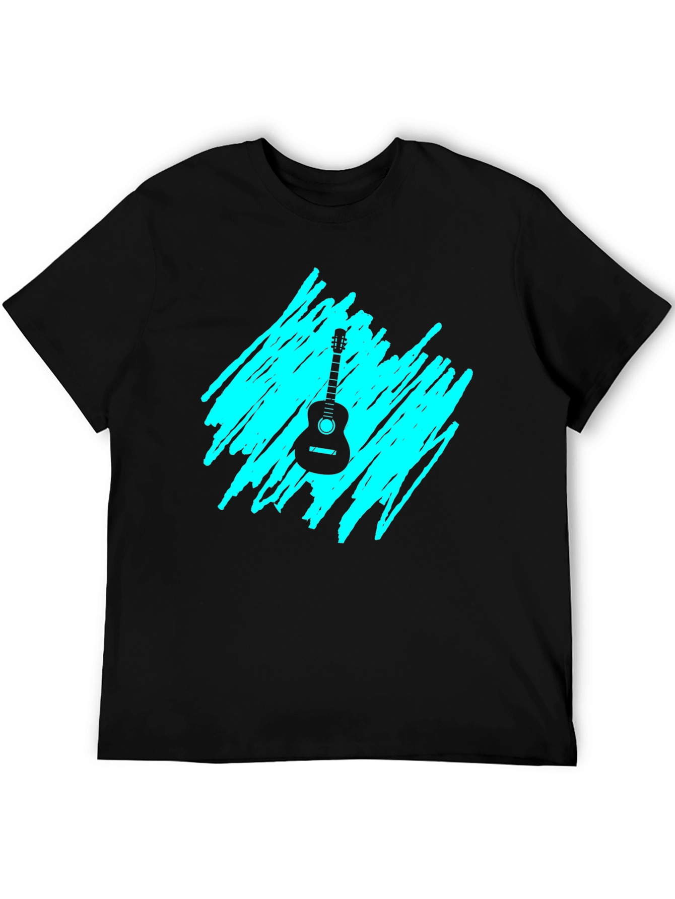 Guitar Graphic Tee - Black Casual T-Shirt