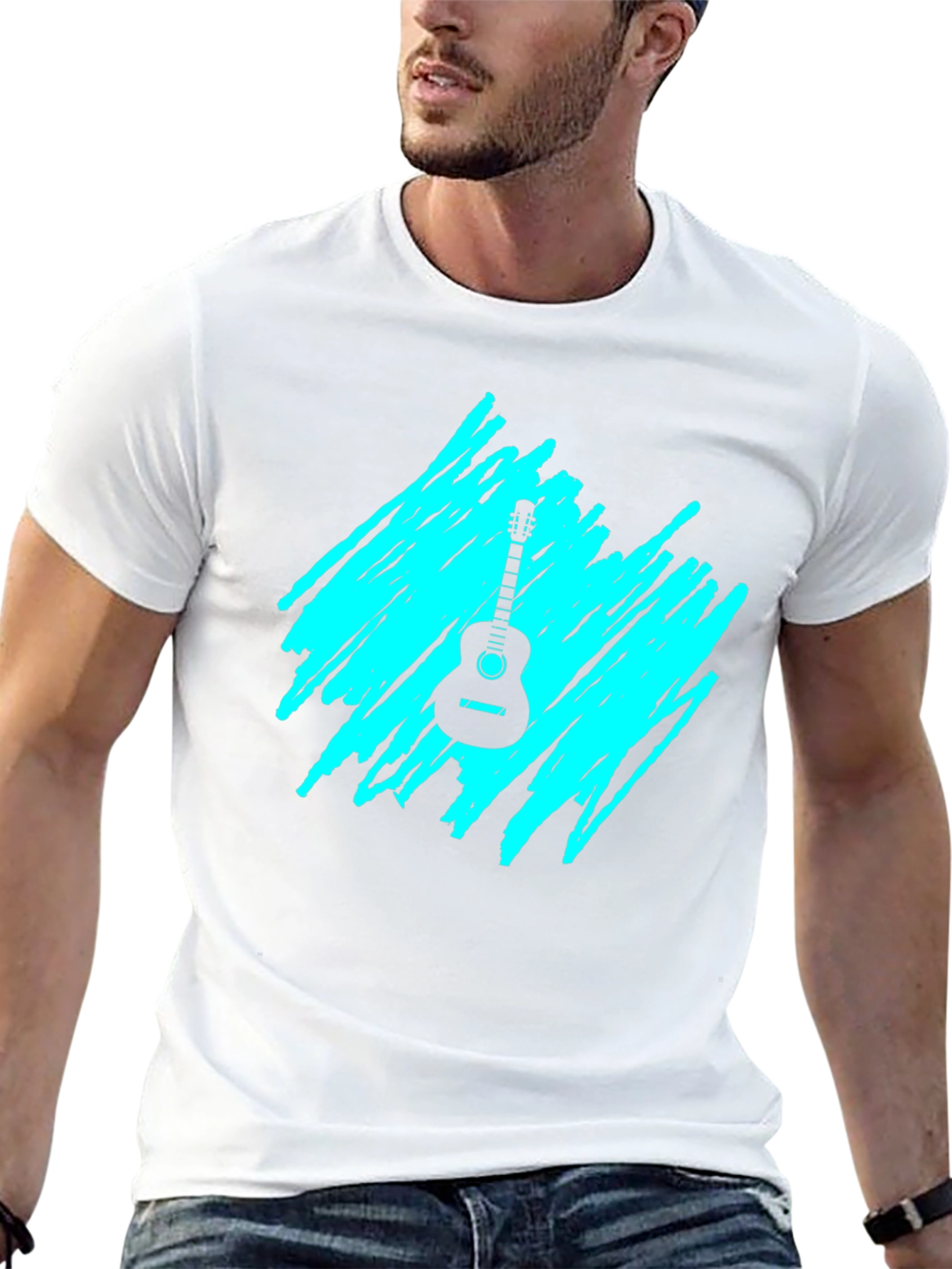 Guitar Graphic Tee - Black Casual T-Shirt