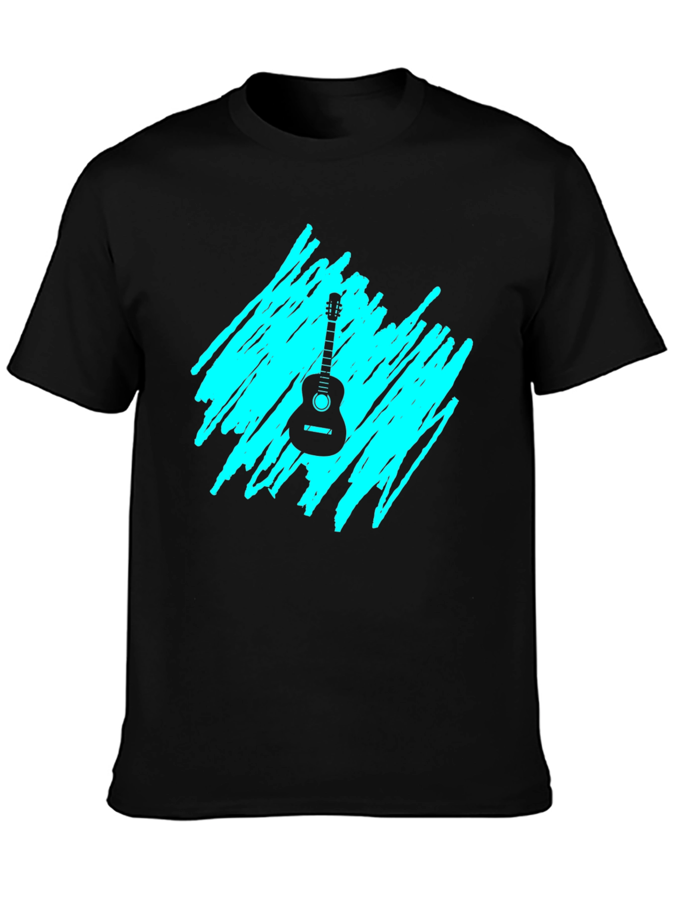 Guitar Graphic Tee - Black Casual T-Shirt