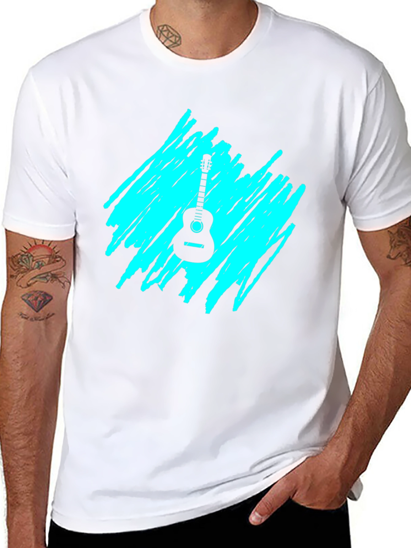 Guitar Graphic Tee - Black Casual T-Shirt