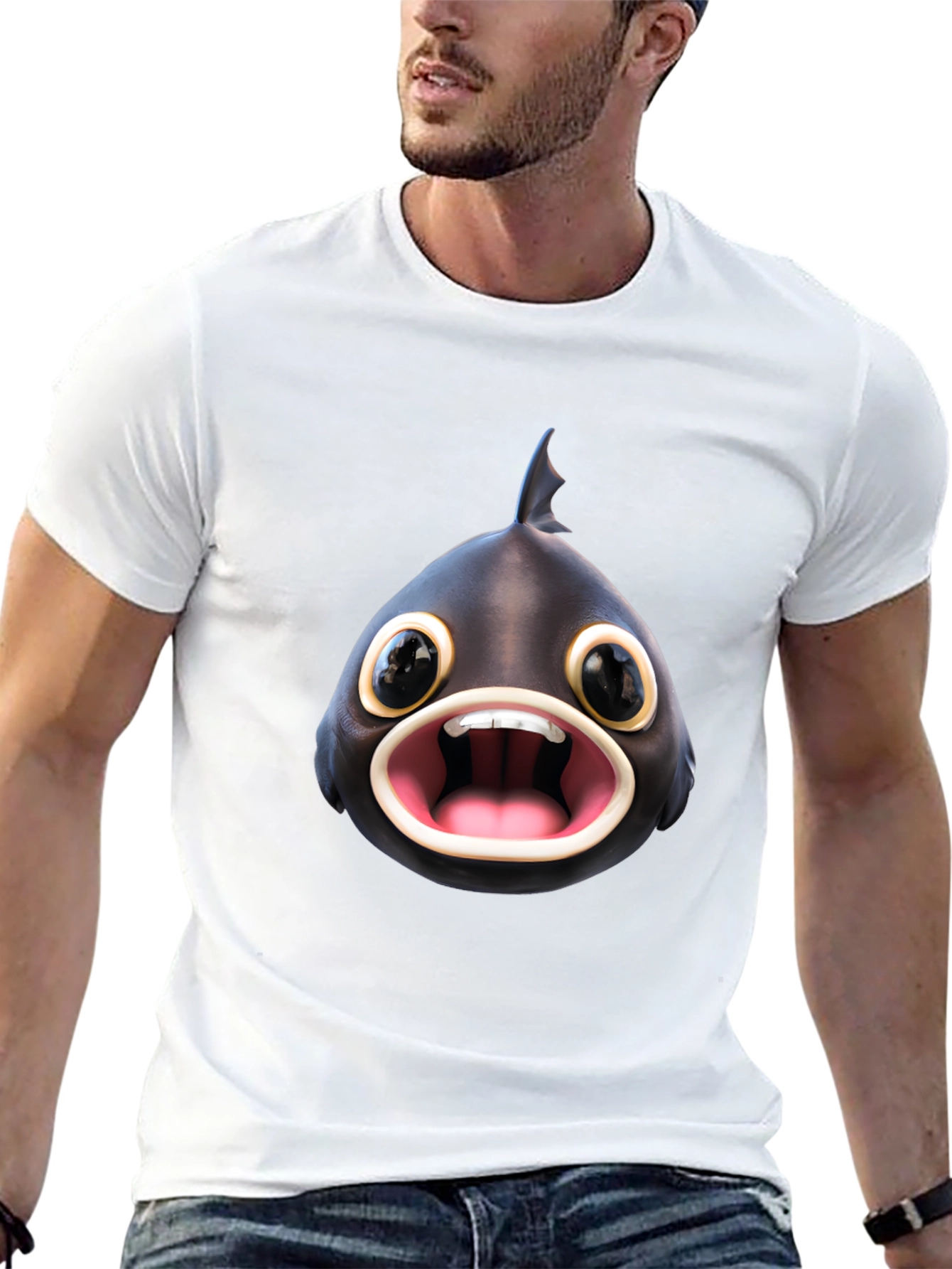 Funny Fish Graphic T-Shirt - Black