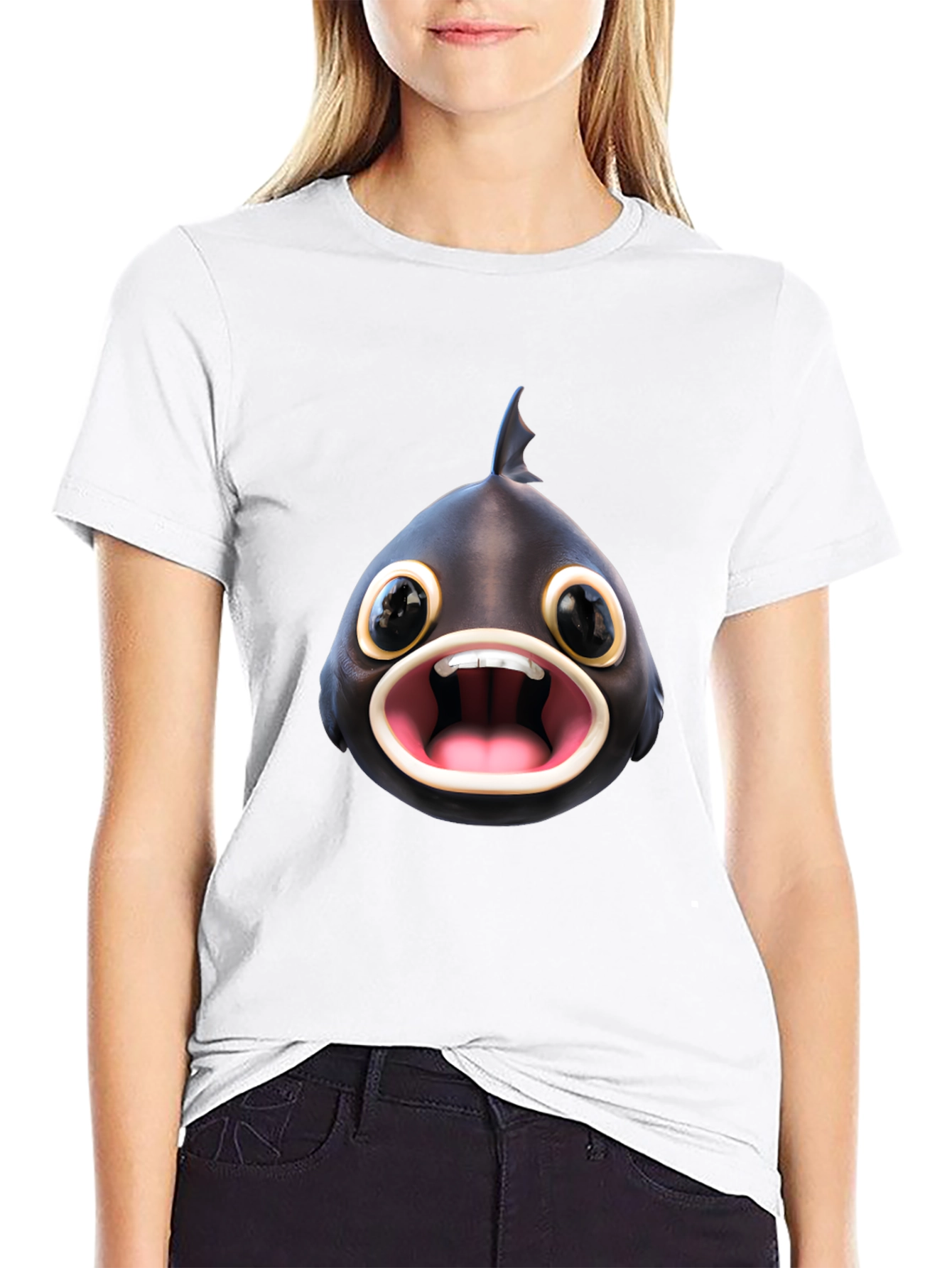 Funny Fish Graphic T-Shirt - Black