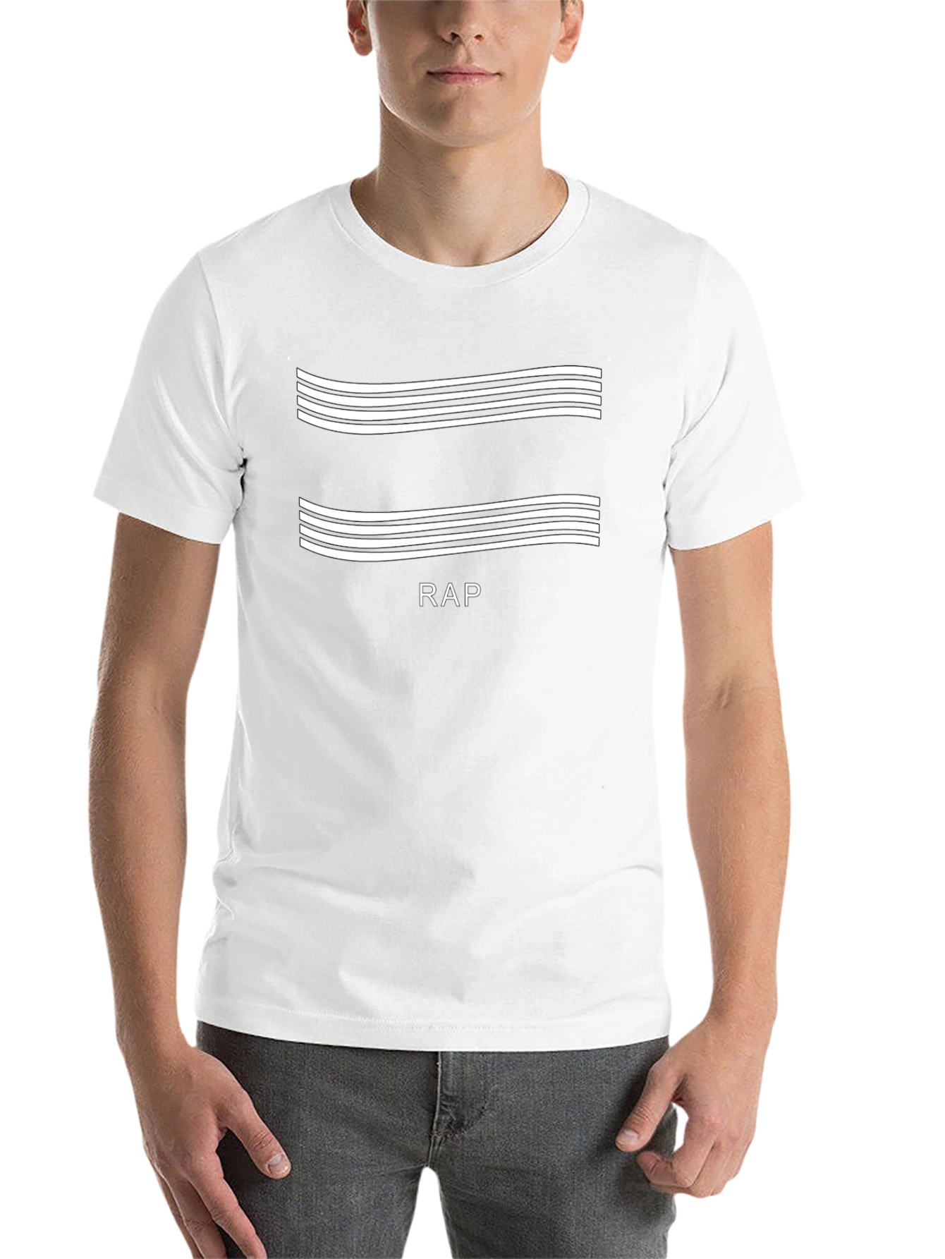 Rap Music T-Shirt - Striped Design Black Tee