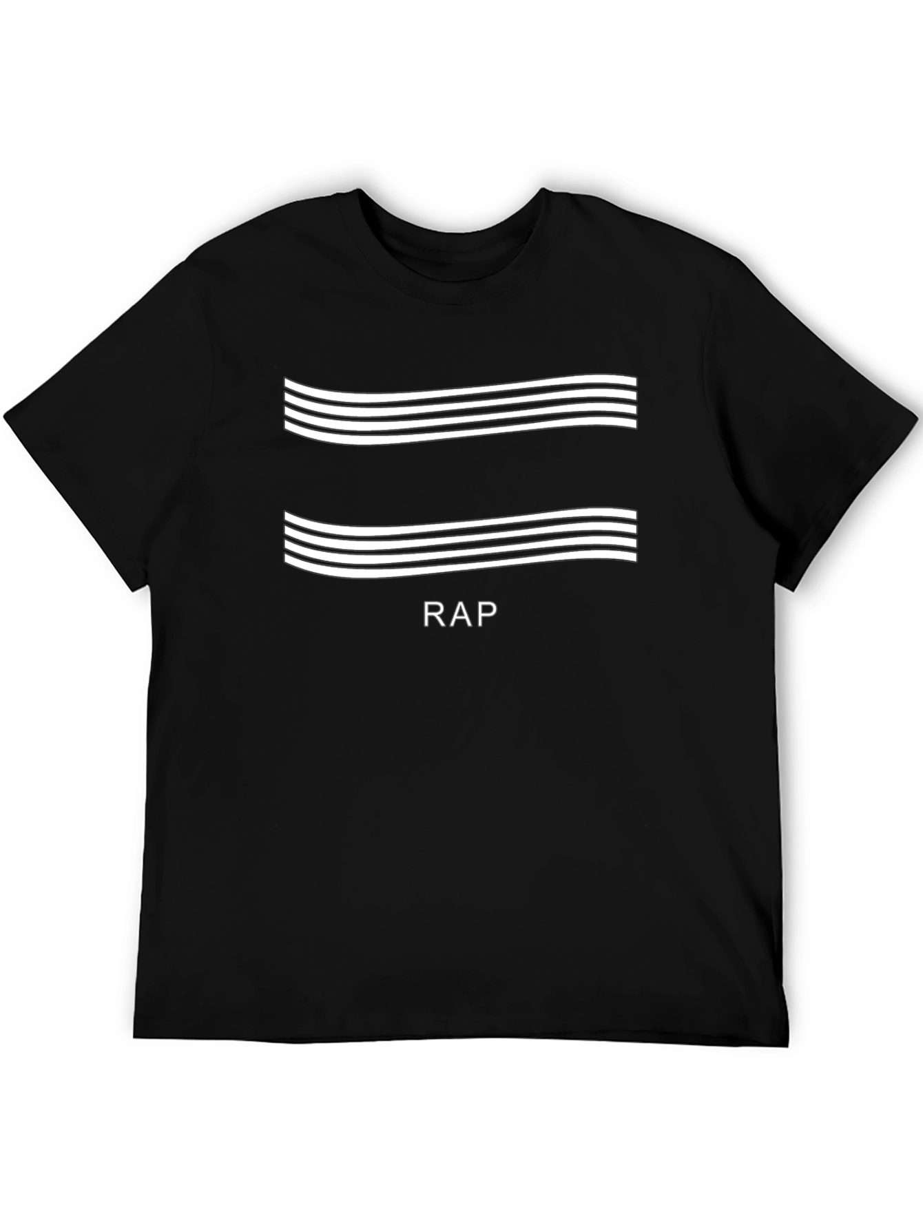 Rap Music T-Shirt - Striped Design Black Tee
