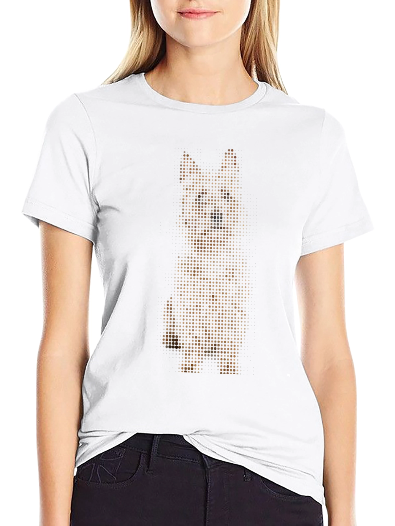 German Shepherd Dot Art Black T-Shirt