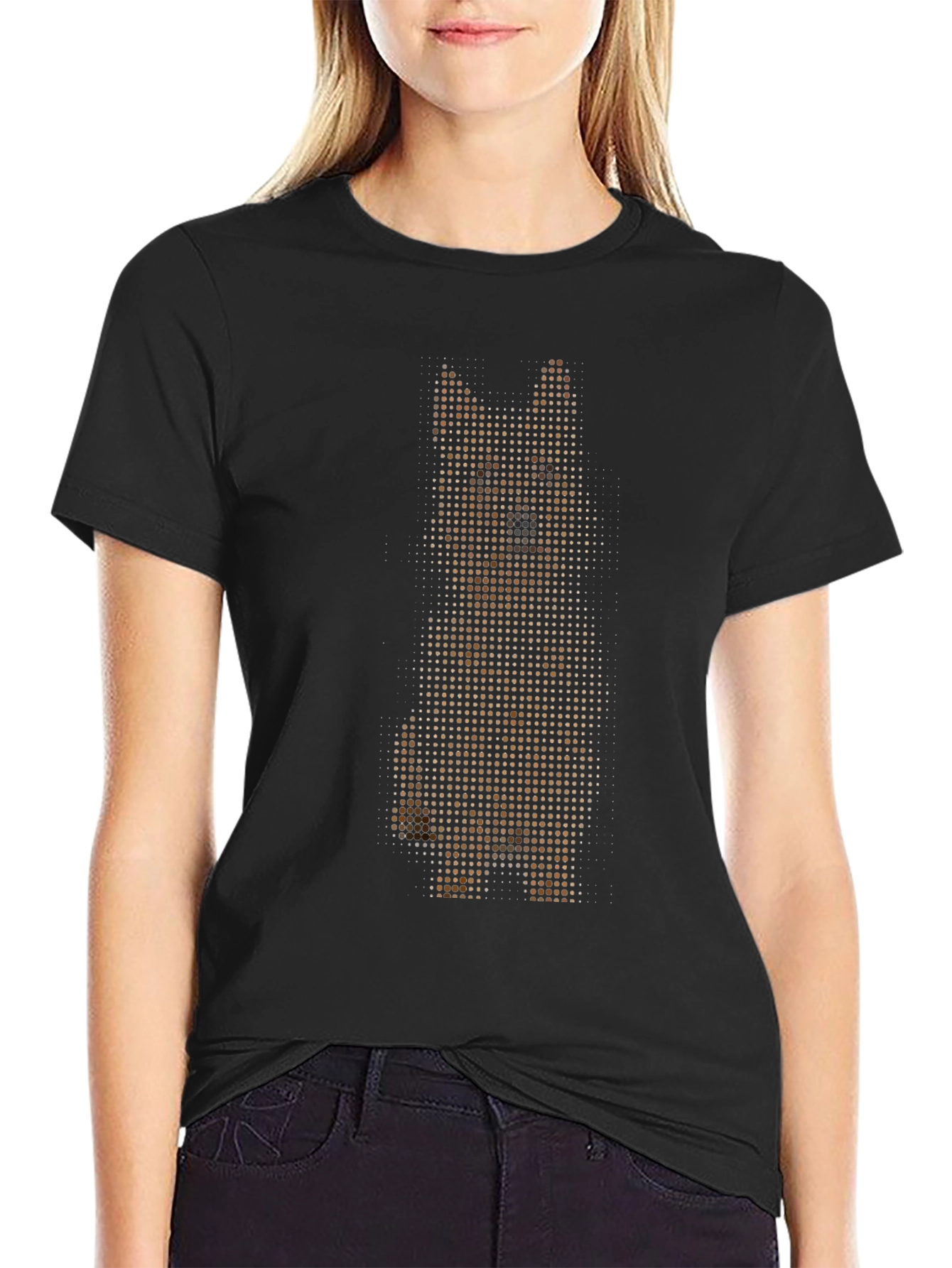 German Shepherd Dot Art Black T-Shirt