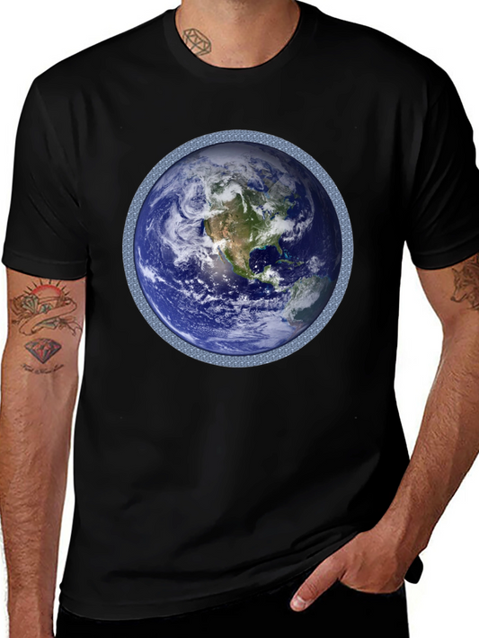 Earth Graphic T-Shirt - Black Cotton Blend