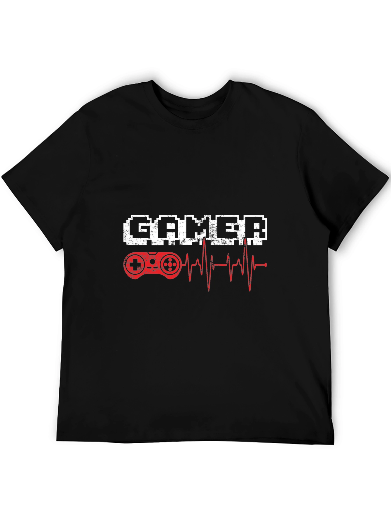Gamer Heartbeat T-Shirt - Pixel Style Game Controller Tee