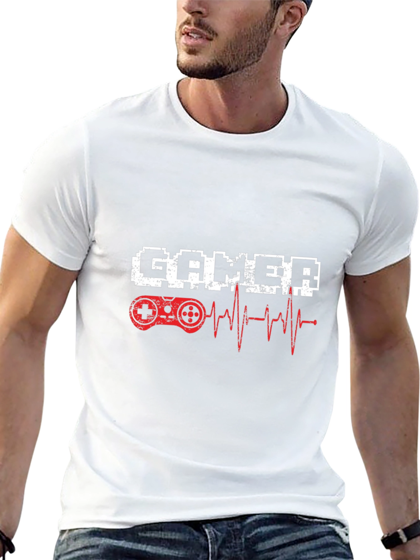 Gamer Heartbeat T-Shirt - Pixel Style Game Controller Tee