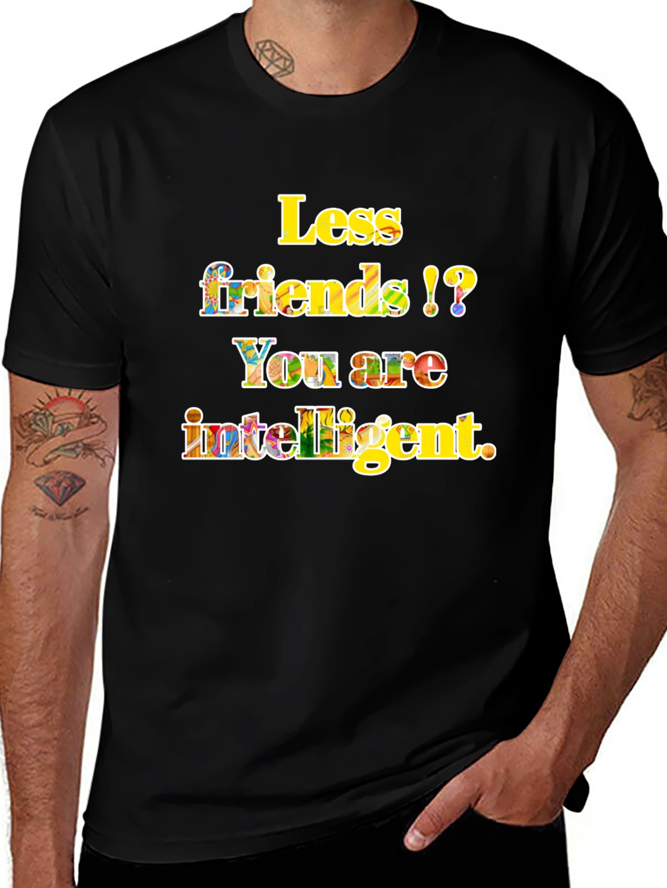 Intelligent Less Friends Black Graphic Tee